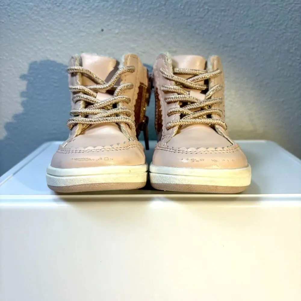 H&M Sparkly Pink and Rose Gold Baby Shoe Boots size 2.5-3.5